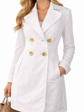 Banana Republic White Cotton Blazer Dress Jacket Medium Double Breasted Like New